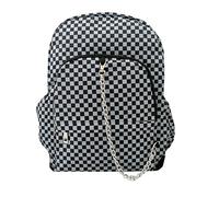 CHECKER BLACK GREY Check Backpack School College EMO Goth 90s Skater Skateboard Mod Festival Gig Travel Laptop Splash Proof Nylon Rucksack Bag