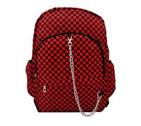 CHECKER BLACK RED Check Backpack School College EMO Goth 90s Skater Skateboard Mod Festival Gig Travel Laptop Splash Proof Nylon Rucksack Bag
