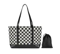 Checker Plaid Solid Shoulder Bag with Compartments with Zipper Bag, 35 cm for Women Tablet Work Bolso de Trabajo para mujer