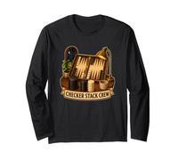 Checker Stack Crew Backgammon Strategy Board Play Long Sleeve T-Shirt