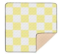 Checker Yellow Pattern Soft Thick Baby Gym & Activity Mat for Indoor Outdoor Non-Toxic Baby Kick Crawling Mat for Babies Infants Toddlers, 50'' x 50''