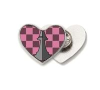 Checkerboard Bishop White Word Chess Heart Metal Pin Brooch Clip Love