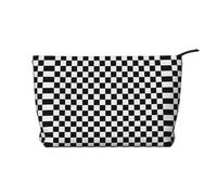 Checkerboard Black White Inspired, Cosmetic Bag Corduroy Makeup Bag Portable Travel Toiletry Bag