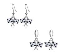 Checkerboard Flag Dangle Earrings for Women Black And White Checkered Earring Checkered Racing Flag Drop Earrings Racing Day Jewelry Gift, Large, Alloy Steel, No Gemstone