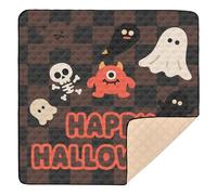 Checkerboard Halloween Monster and Skull Design Cute Foldable Baby Activity Play Mat for Indoor Outdoor Lightweight Playroom Activity Mat for Babies Infants Toddlers, 50'' x 50''