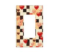 Checkerboard hearts Wall Plate Cover 1 Gang Light Switch Cover Decorative Single Duplex Wall Plates Standard Size Decorator Blank Electrical Switch Plate Cover for Electrical Outlets