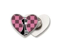 Checkerboard King Black Word Chess Heart Metal Pin Brooch Clip Love