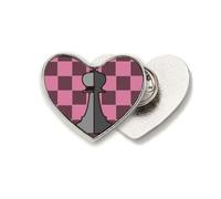 Checkerboard King White Word Chess Heart Metal Pin Brooch Clip Love