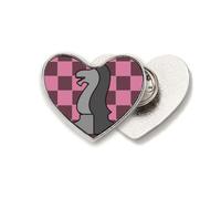 Checkerboard Knight White Word Chess Heart Metal Pin Brooch Clip Love