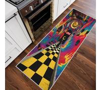 Checkerboard Pattern Hallway Runner Rug, Psychedelic Optical Illusion Carpet Runner Non-Slip Washable Soft Short Pile Rug for Entryway Kitchen Bedroom Home Decor, 60x300cm Rf5V117a