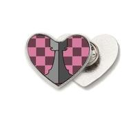 Checkerboard Rook White Word Chess Heart Metal Pin Brooch Clip Love