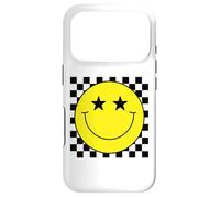 Checkered 80s Star Eyes Yellow Smile Face Shirt Happy Face Case for iPhone 17 Pro