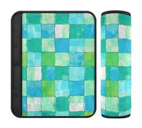 Checkered Aqua Cyan 2 Pack car seat Neck Support Stop seat Belt Cutting into Neck for Bag accesorios para carro