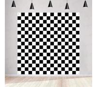 Checkered Backdrop Cars Race Car Photo Backdrop for Birthday Party Decortaions Black and White Background for Photography 10x10ft