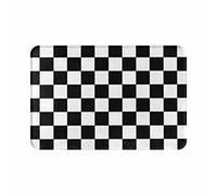 Checkered Black and White Polyester Doormat Rug Carpet Mat Footpad Non-Slip Durable Door Mat 24x16 Inch
