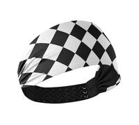Checkered Black White no slip athletic headband women Elastic sweaty bands for basketball Workouts Running Volleyball cintas para el pelo de mujer