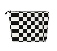Checkered Board, Daily Use Makeup Cosmetic Bag Imitation Linen Makeup Bag Portable Travel Toiletry Bag