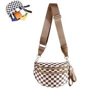 Checkered Bum Bag Crossbody,Black and White Checkered Crossbody Bag, Fanny Pack for Women with Adjustable Strap (I)