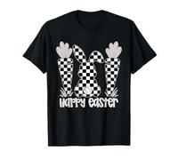 Checkered Bunny and Carrot Happy Easter T-Shirt
