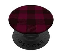 Checkered Burgundy Dark Wine Red Checkerboard Pattern PopSockets Swappable PopGrip