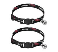 Checkered Car Word Black Cat Collars 2 Pack Soft Cat Collar Adjustable 10.6 to 17.1 Inches