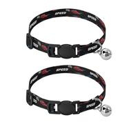Checkered Car Word Black Collars for Puppies, 2 Pack Cat Collar Breakaway with Bell