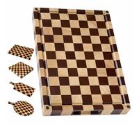 Checkered Chopping Board | 17" x 12" x 1.2" Thick | Acacia & Rubber Wood | Reversible End Grain | Juice Groove | Meat, Bread & Vegetable Prep