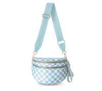 Checkered Crossbody Bag,Nylon Bum Bags for Women Fashionable Purse Checkerboard Fanny Pack with Shoulder Strap, Ice blue checkered, Fashion