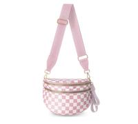 Checkered Crossbody Bag,Nylon Bum Bags for Women Fashionable Purse Checkerboard Fanny Pack with Shoulder Strap, Pink checkered, Fashion