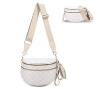 Checkered Crossbody Bum Bag for Women, Spacious Nylon Checkerboard Purse with Removable Wallet, Adjustable Strap, Large Capacity Fanny Waist Packs, Beige Checkered, One Size, Checkered