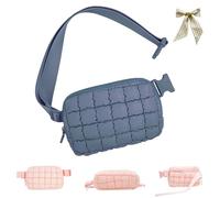 Checkered Down Crossbody Bag,Fashion Quilted Puffer Fanny Packs for Women,Adjustable Strap Back Zip Pocket Puffer Belt Bags