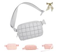 Checkered Down Crossbody Bag,Fashion Quilted Puffer Fanny Packs for Women,Adjustable Strap Back Zip Pocket Puffer Belt Bags