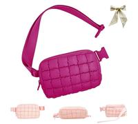 Checkered Down Crossbody Bag,Fashion Quilted Puffer Fanny Packs for Women,Adjustable Strap Back Zip Pocket Puffer Belt Bags