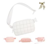 Checkered Down Crossbody Bag,Fashion Quilted Puffer Fanny Packs for Women,Adjustable Strap Back Zip Pocket Puffer Belt Bags