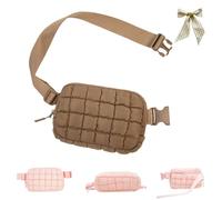Checkered Down Crossbody Bag,Fashion Quilted Puffer Fanny Packs for Women,Adjustable Strap Back Zip Pocket Puffer Belt Bags