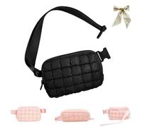 Checkered Down Crossbody Bag,Fashion Quilted Puffer Fanny Packs for Women,Adjustable Strap Back Zip Pocket Puffer Belt Bags