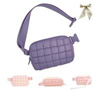 Checkered Down Crossbody Bag,Fashion Quilted Puffer Fanny Packs for Women,Adjustable Strap Back Zip Pocket Puffer Belt Bags