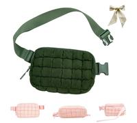 Checkered Down Crossbody Bag,Fashion Quilted Puffer Fanny Packs for Women,Adjustable Strap Back Zip Pocket Puffer Belt Bags