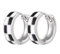 Checkered Earrings for Women Black White Checkered Huggie Earrings Small Hoop Cartilage Light Weight Hypoallergenic Jewelry, Zinc, No Gemstone
