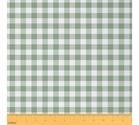 Checkered Fabric for Decoration,Light Green White Classic Gingham Buffalo Plaid Modern Minimalist Outdoor by The Yard,Geometric Grid Art Print Room Decor Soft Flannel Polyester 3 Yards,108" L x 59" W