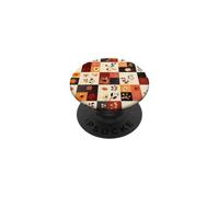 Checkered Fall Floral Patchwork Checker Autumn Flowers PopSockets Adhesive PopGrip