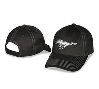 Checkered Flag Ford Mustang Pony Logo CFS Unstructured Adjustable Black Hat/Cap, Black Silver, One Size