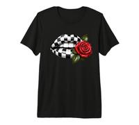 Checkered Flag Lips Red Rose Racing Kiss Premium T-Shirt