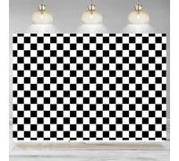 Checkered Flag Photography Backdrop White Black Racing Checker Texture Grid Birthday Chess Board Decoration Background Banner 350x230cm