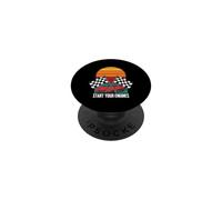 Checkered Flag Racing Lover Racing Car Start Your Engines PopSockets Adhesive PopGrip