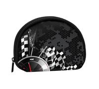 Checkered Flag Racing Minis Storage Bag Shell Wallet Small Coin Purse with Minis with Zipper Change Purse for Coin Keys You Can Also Store Any Small Objects You Want