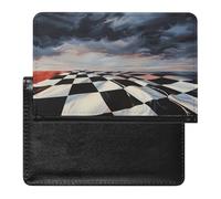 Checkered Flag Racing Passport Holder with Card Slots Portable Passport Cover Compact Waterproof Passports Protector