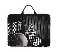 Checkered Flag Racing Print 14in Laptop Case Sleeve Bag â€“ Padded for Protection, Portable Handle & Smooth Zipper