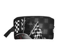 Checkered Flag Racing Print Travel Toiletry Bag, Spacious Capacity Cosmetic Bag for Women Toiletry Bag for Men