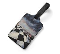Checkered Flag Racing Tag Luggage with Name Card Identifiers Leather Identifiers Travel Tags Backpack Tag for Long Flight Must Travels Gift Airport Essentials 2.8 X 4.7 in